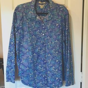 LL Bean button up floral blouse